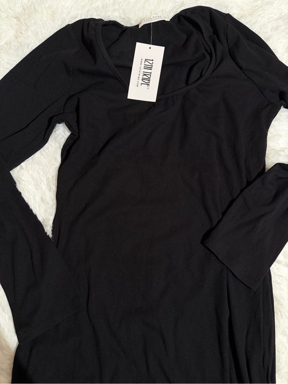 NWT 12th Tribe XXL Gemma Black Long Sleeve Ribbed Maxi Dress Bodycon sweater dre - Picture 4 of 7